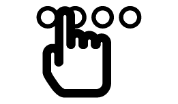 A finger pointing to interface icons